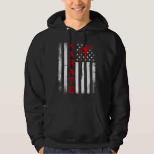 Vintage USA Red White Karate American USA Flag MMA Hoodie
