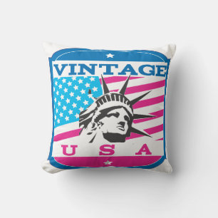 Vintage USA Retro Badge Cushion