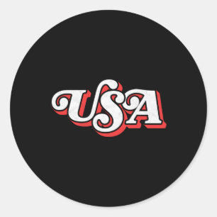 Vintage Usa Retro Typography Patriotic 4th Of July Classic Round Sticker