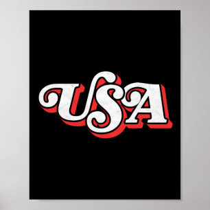 Vintage Usa Retro Typography Patriotic 4th Of July Poster