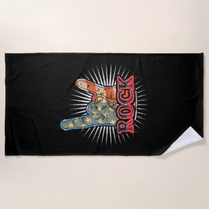 Vintage USA Rock - Band Concert Poster 70s 80s Beach Towel