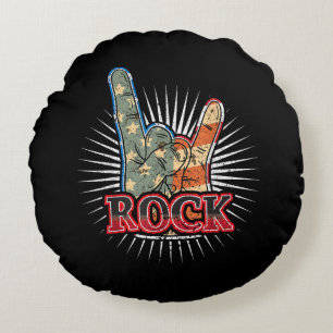 Vintage USA Rock - Band Concert Poster 70s 80s Round Cushion