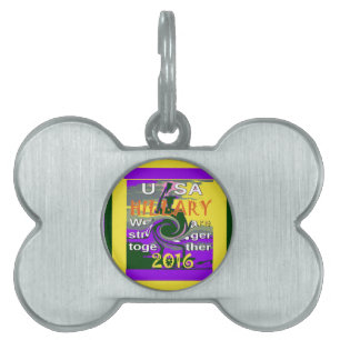 Vintage USA Stronger Together Abstract Art Print Pet ID Tag