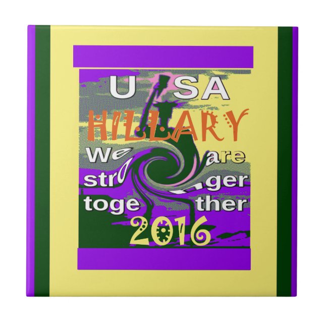 Vintage USA Stronger Together Abstract Art Print Tile (Front)