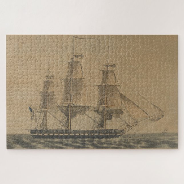 Vintage USS Constitution Ship Illustration (1846) Jigsaw Puzzle (Horizontal)