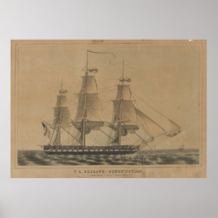 Vintage USS Constitution Ship Illustration (1846) Poster