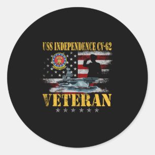 Vintage Uss Independence Cv-62 Aircraft Carrier Fl Classic Round Sticker