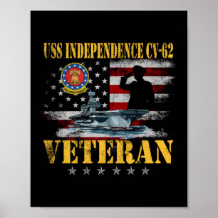 Vintage Uss Independence Cv-62 Aircraft Carrier Fl Poster