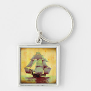 Vintage USS Monongahela Sailing Ship Key Chain