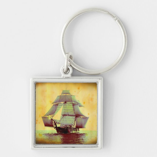 Vintage  USS Monongahela Sailing Ship Key Chain (Front)