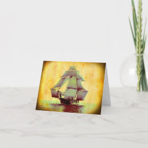 Vintage  USS Monongahela Sailing Ship Note Card