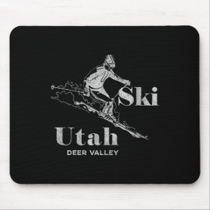 Vintage Utah Deer Valley Skiing Tee Mouse Mat
