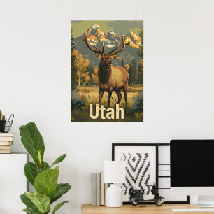 Vintage Utah Elk Poster