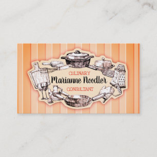 Vintage utensils chef catering business card
