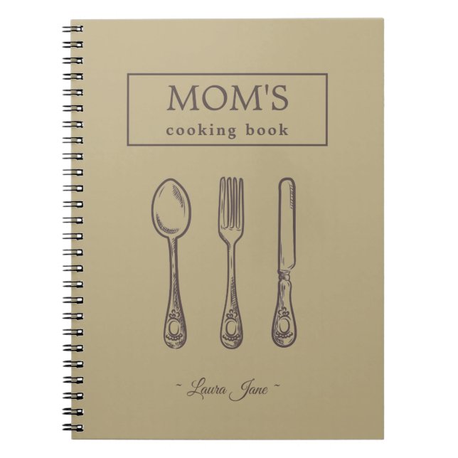 vintage utensils rustic mum kitchen recipe name notebook (Front)