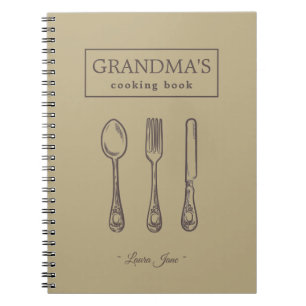 vintage utensils rustic recipe name grandma notebook