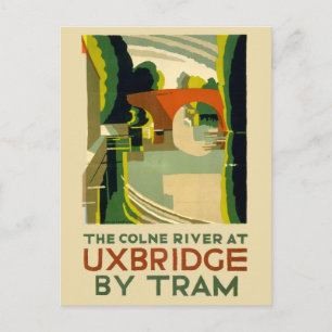 Vintage Uxbridge England Tram Travel  Postcard