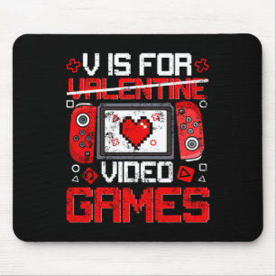 Vintage V Is For Video Games Valentine Gamer Valen Mouse Mat