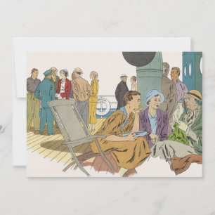 Vintage Vacation, Passengers Cruise Ship on Deck Invitation