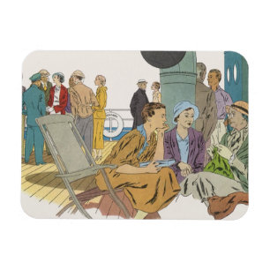 Vintage Vacation, Passengers Cruise Ship on Deck Magnet