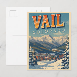 vintage Vail colorado outdoor winter snow ski  Postcard