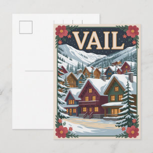 vintage Vail colorado outdoor winter snow ski Postcard