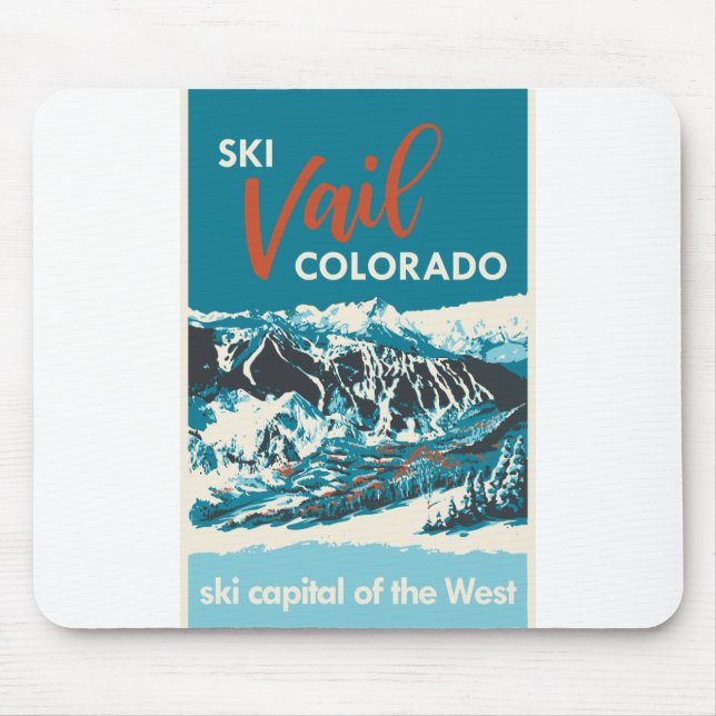 Vintage Vail Ski Poster Mouse Mat (Front)