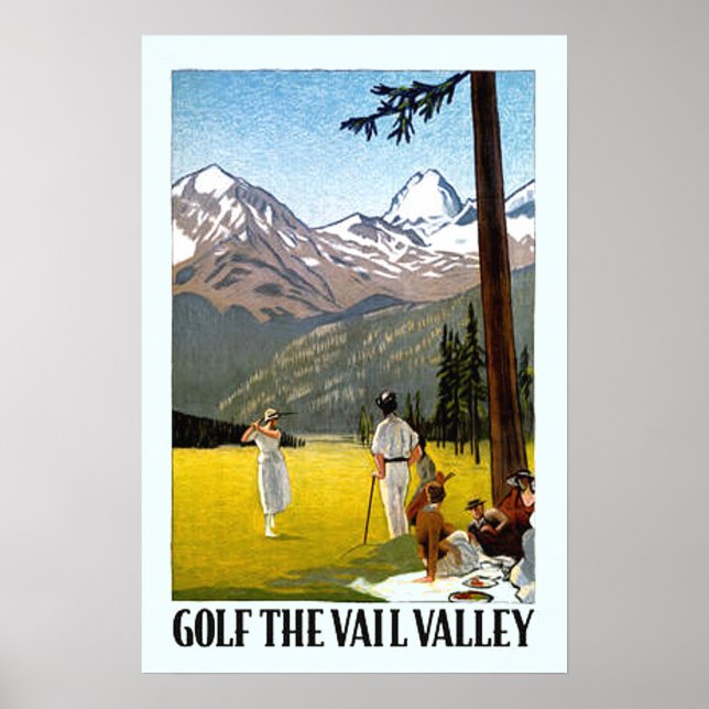 Vintage Vail Valley Golfing Travel Poster (Front)