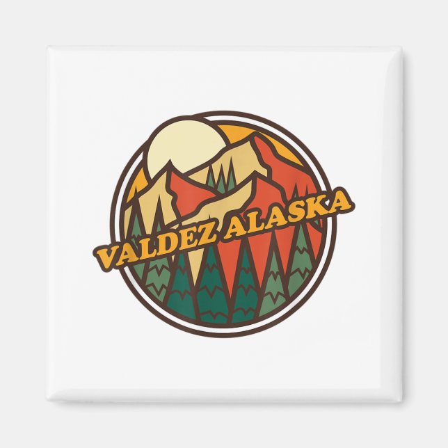 Vintage Valdez, Alaska Mountain Hiking Souvenir Pr Magnet (Front)