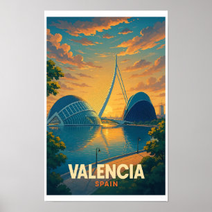Vintage Valencia Spain Travel Poster - City of Art