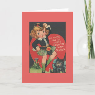 Vintage Valentine - A Scottish Lass Says Be Mine, Holiday Card