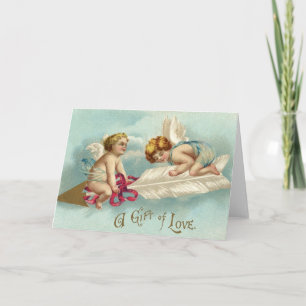 Vintage Valentine Angel Cherubs Holiday Card