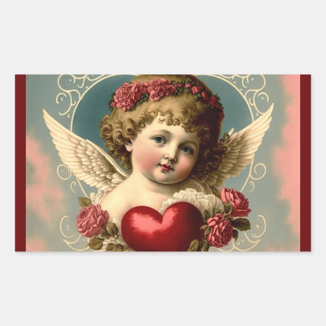 Vintage Valentine Angel Sticker (Front)