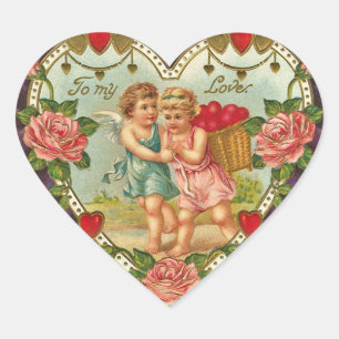 Vintage Valentine Angel Stickers