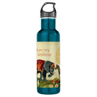 Vintage Valentine Animals in Love Collage 710 Ml Water Bottle