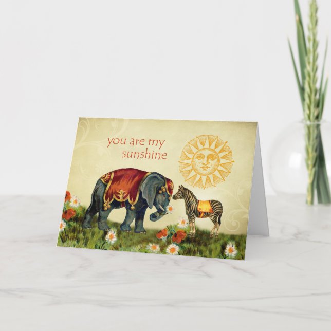 Vintage Valentine Animals in Love Holiday Card (Front)