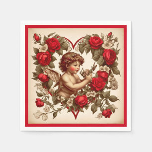Vintage Valentine art love cupid Napkin