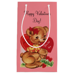 Vintage Valentine Bear Small Gift Bag