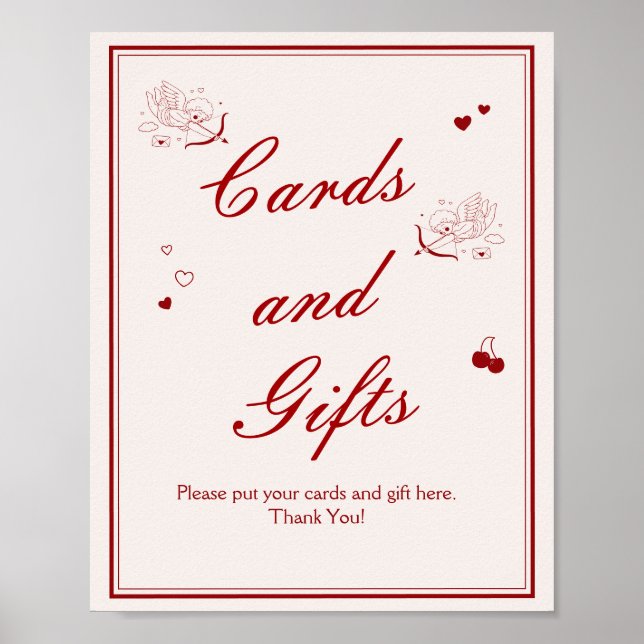  Vintage Valentine Bridal Shower Cards and Gifts Poster (Front)