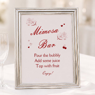 Vintage Valentine Bridal Shower Mimosa Bar Poster