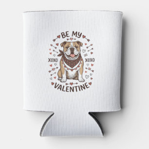 Vintage Valentine Bulldog XOXO Shirt Design_1 Can Cooler