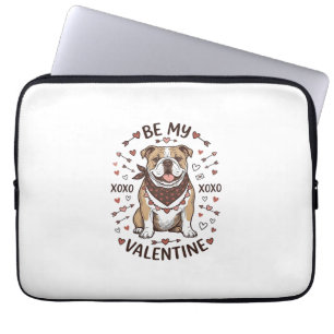 Vintage Valentine Bulldog XOXO Shirt Design_1 Laptop Sleeve
