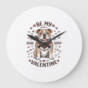 Vintage Valentine Bulldog XOXO Shirt Design_1 Large Clock