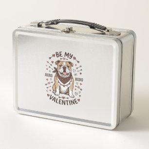 Vintage Valentine Bulldog XOXO Shirt Design_1 Metal Lunch Box