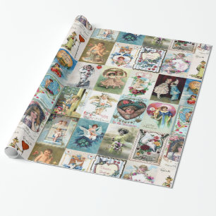 Vintage Valentine Cards Wrapping Paper