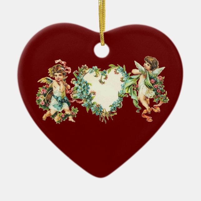 Vintage Valentine Ceramic Tree Decoration (Front)