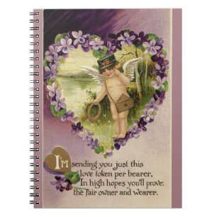 Vintage Valentine Cherub and Violets Notebook