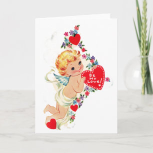 Vintage Valentine Cherub Angel Be My Love Holiday Card
