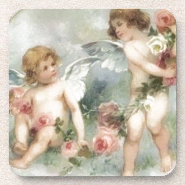 Vintage Valentine Cherubs Coaster (Front)