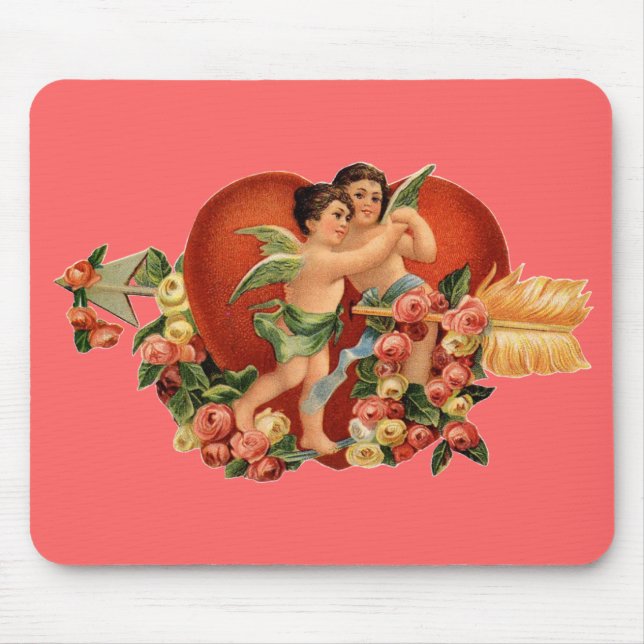Vintage Valentine Cherubs Mouse Mat (Front)